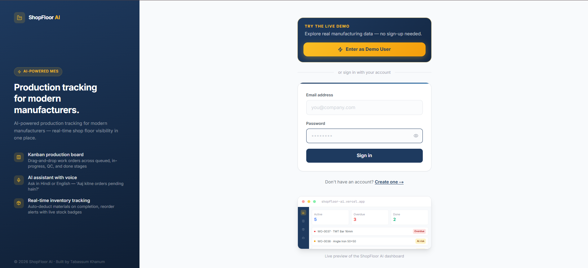 ShopFloor AI — AI-powered manufacturing execution system